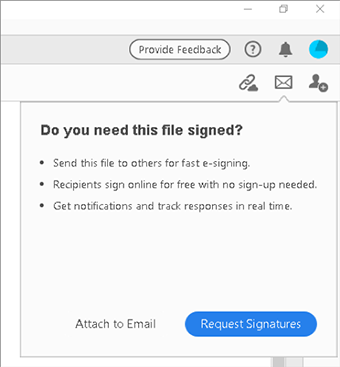 将 PDF 附加到电子邮件时显示的上下文提示