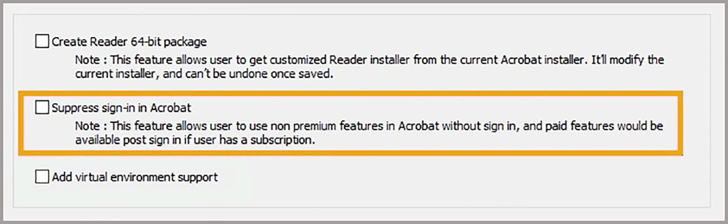 为登录的用户启用 Acrobat 高级功能