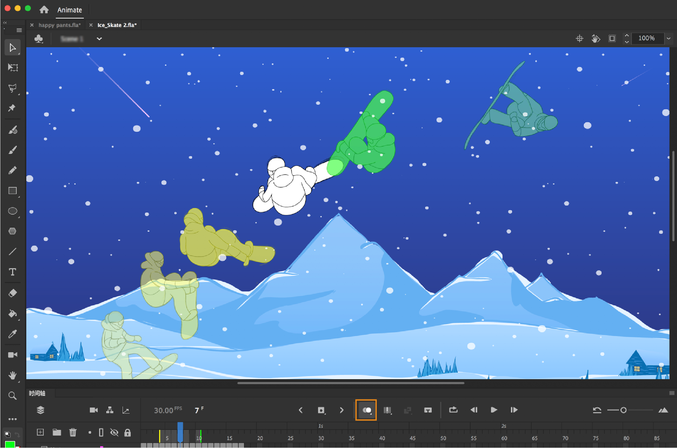 如何在 animate 中使用时间轴