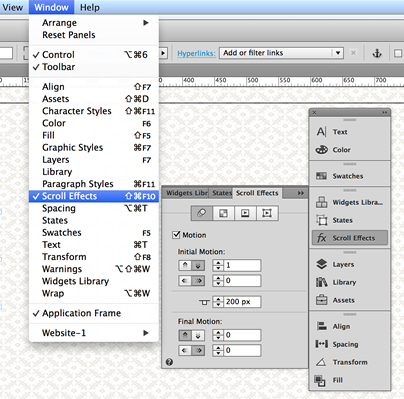 Adobe Muse 中滚动效果