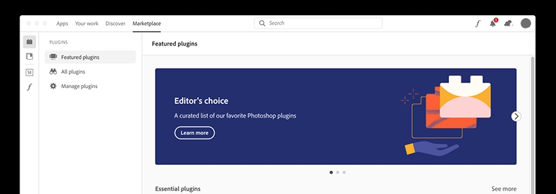 适用于 Photoshop 的 Plugin Marketplace