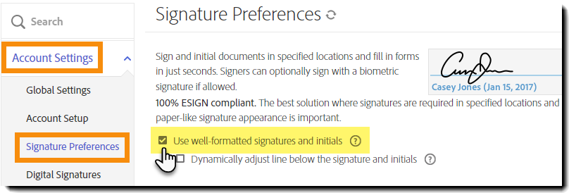Signature Configuration Adobe Acrobat Sign 客戶支援資源