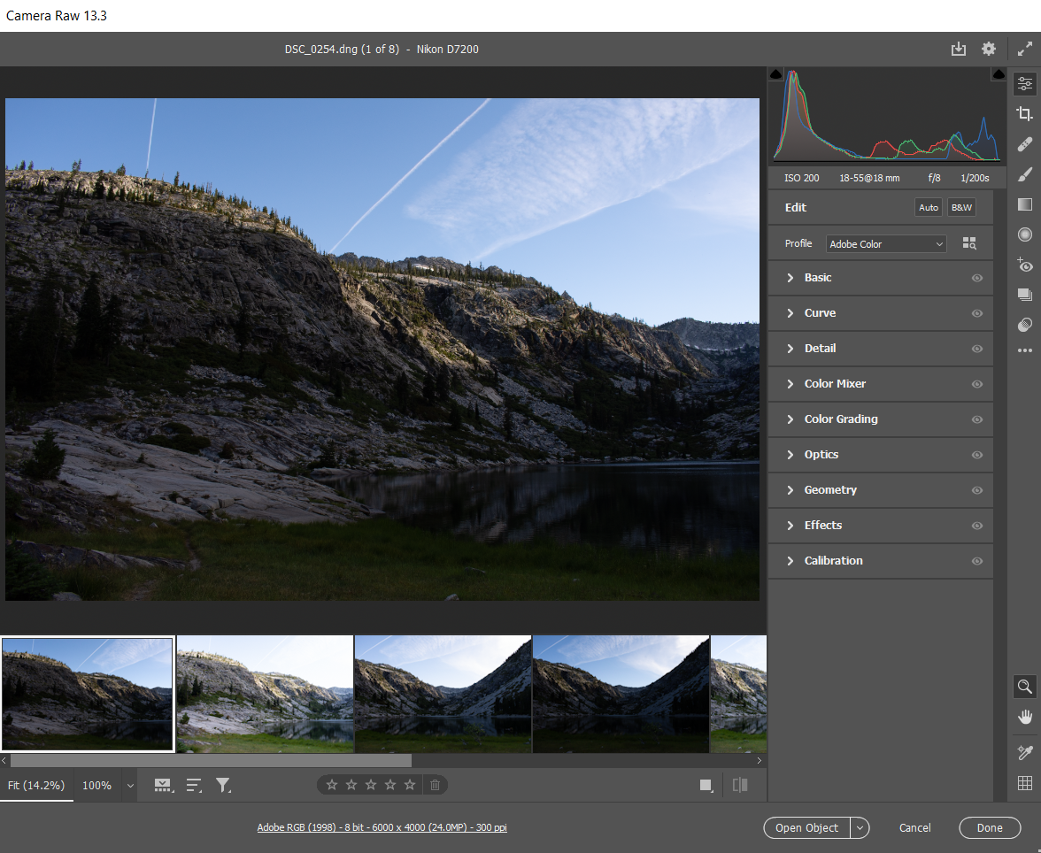 Adobe Camera Raw workspace