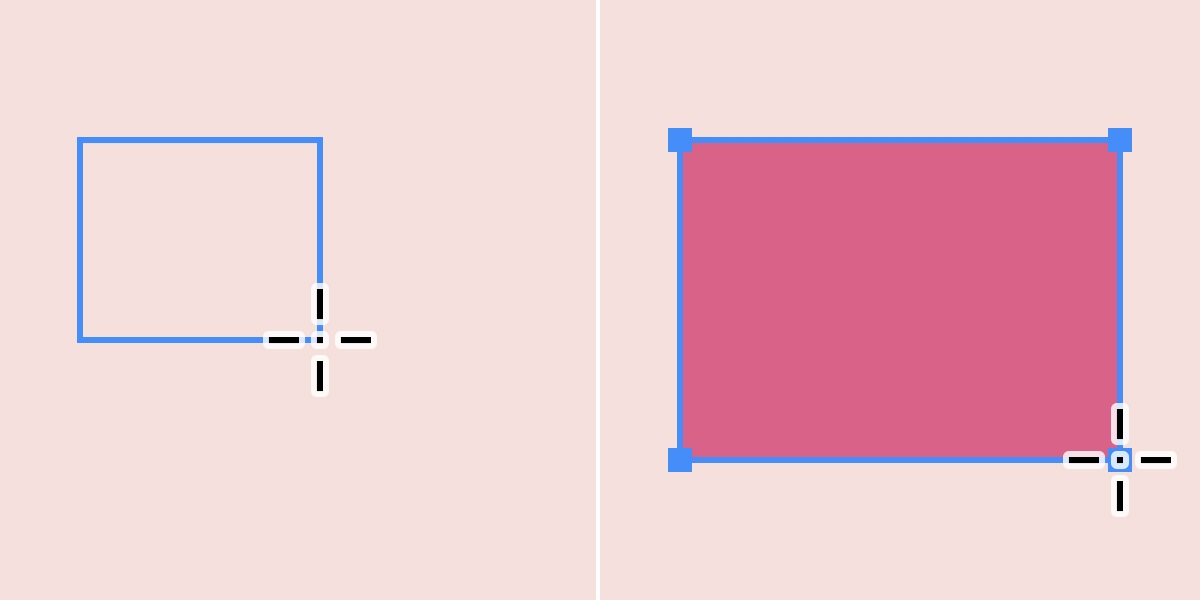 Draw rectangular shapes with the Rectangle tool