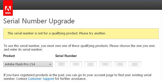 adobe number suite creative 5 serial Error: un de es no serie este número para producto