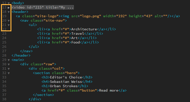Collapse and expand code in Adobe Dreamweaver