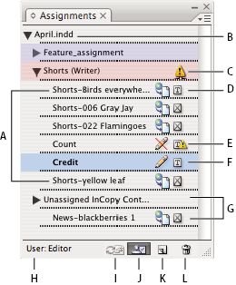 InDesign Assignments panel