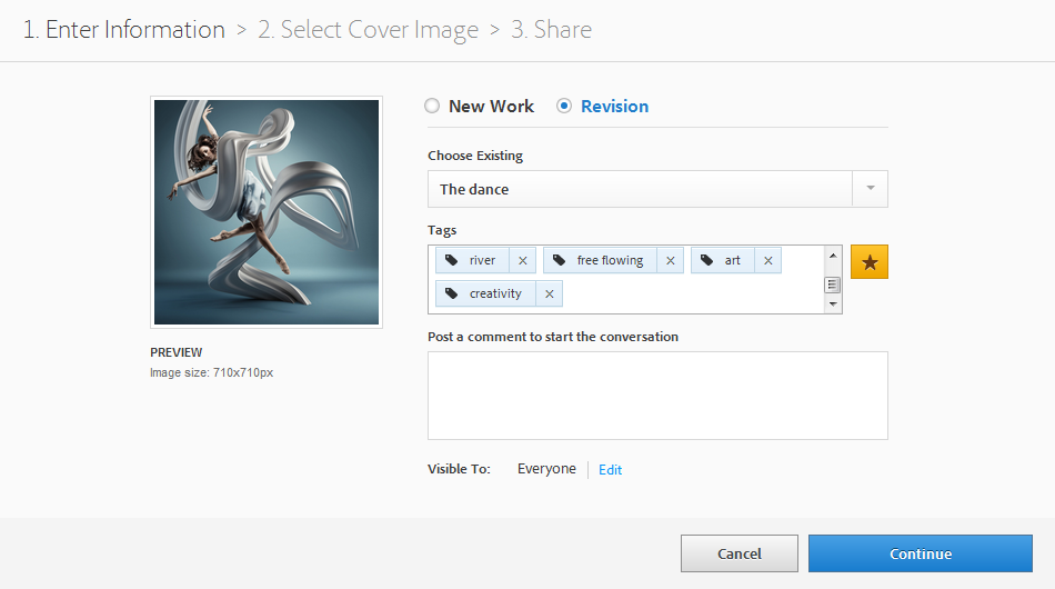 Photoshop Uploading revisions to Behance