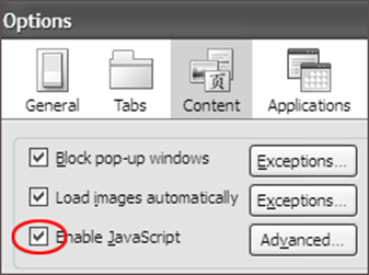 Select Enable JavaScript